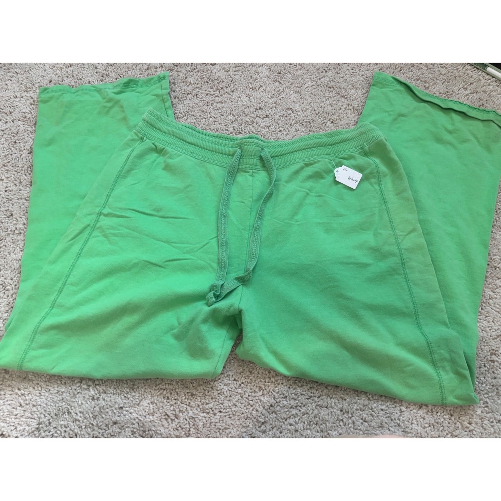 Vintage Hanes Green Sweatpants Wide Leg Drawstring Lounge Pants Retro Y2K Large